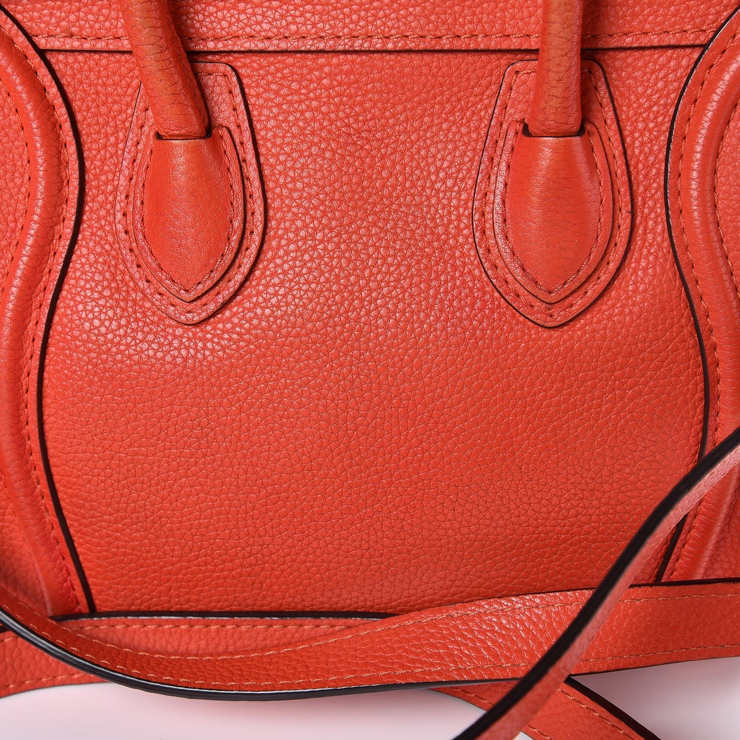 Drummed Calfskin Nano Luggage Vermillion