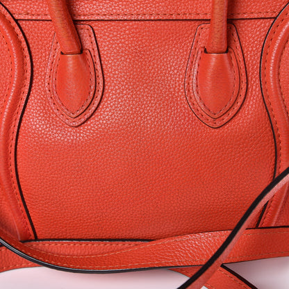Celine Drummed Calfskin Nano Luggage Vermillion 12 of 16