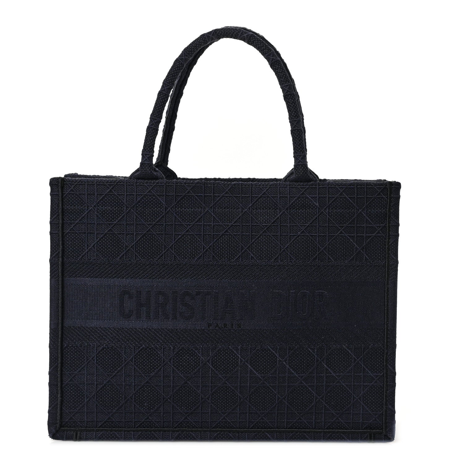 Christian Dior Embroidered Cannage Medium Book Tote Navy 1 of 9