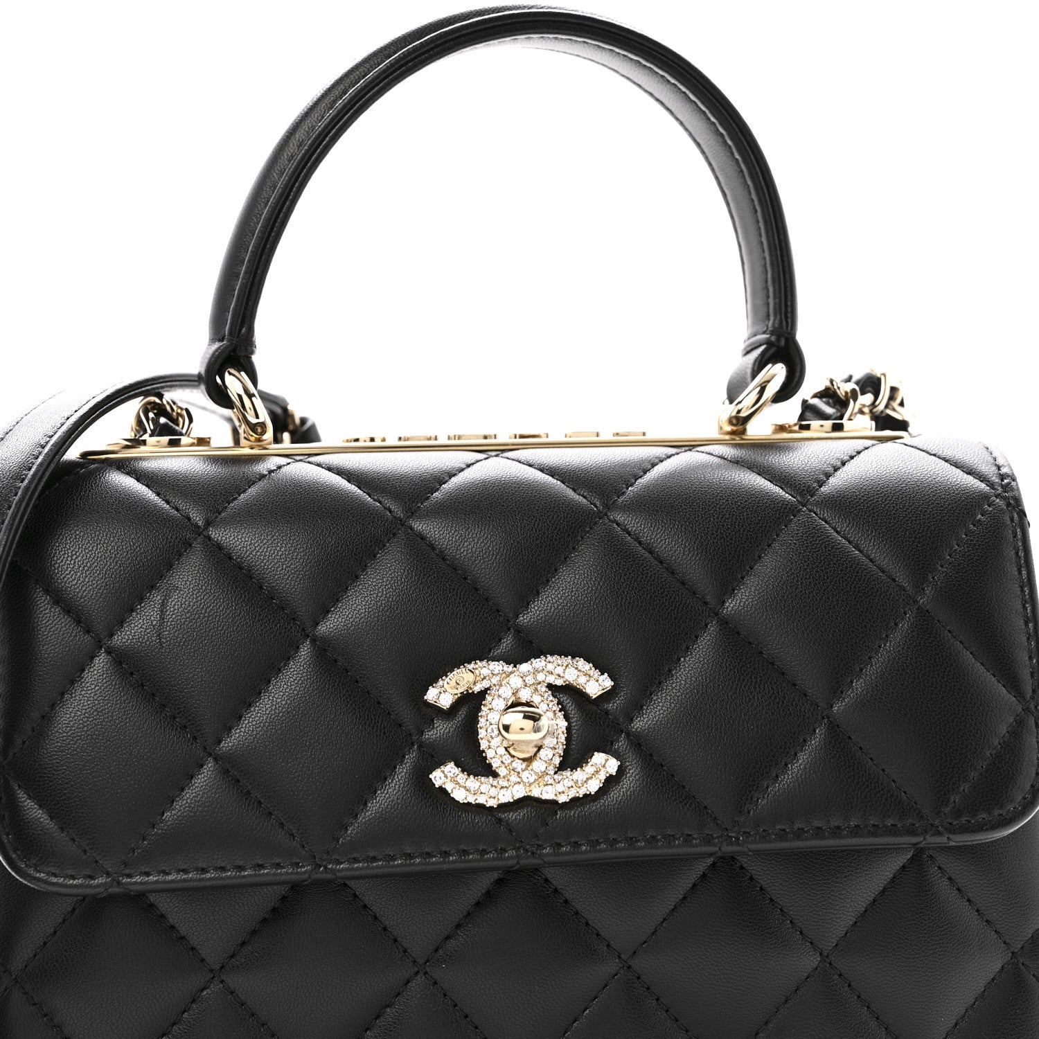 Chanel Lambskin Crystal Quilted Mini Trendy CC Dual Handle Flap Bag Black 9 of 11