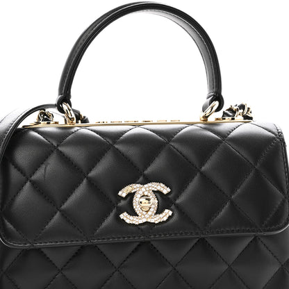 Chanel Lambskin Crystal Quilted Mini Trendy CC Dual Handle Flap Bag Black 9 of 11