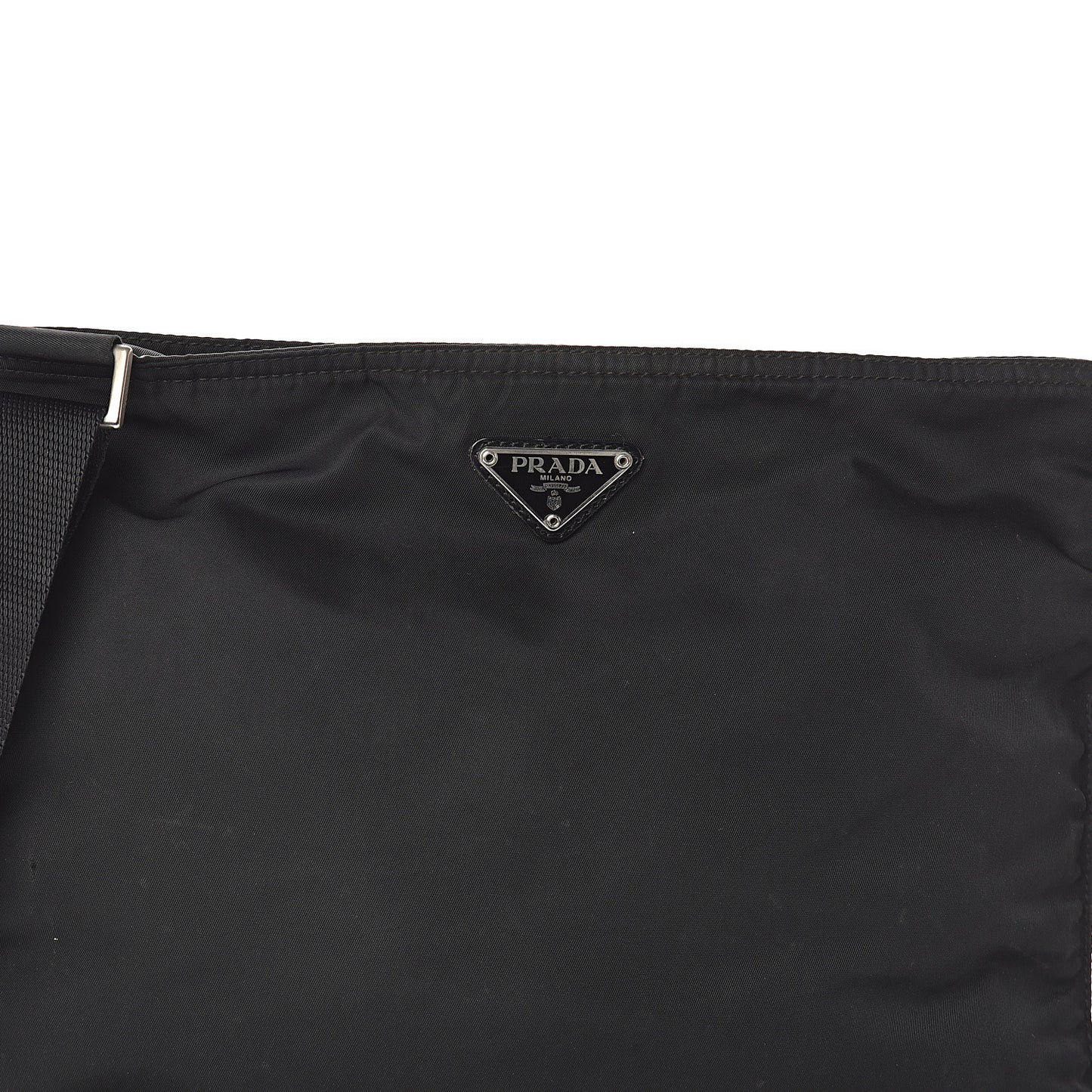 Nylon Flat Messenger Bag Black