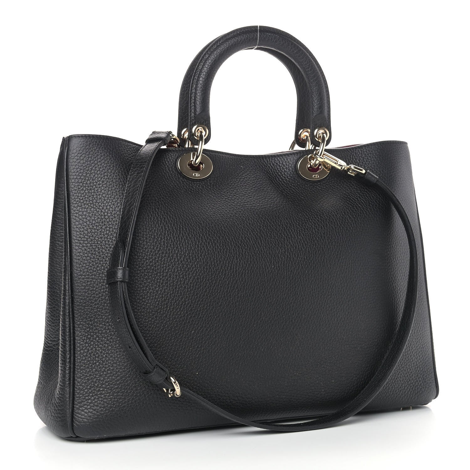 Christian Dior Bullcalf Large Diorissimo Tote Black Rose Indien 3 of 10