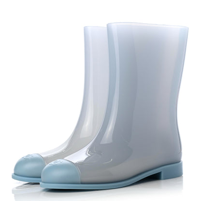 Chanel Rubber Rain Boots 38 Light Blue 6 of 18