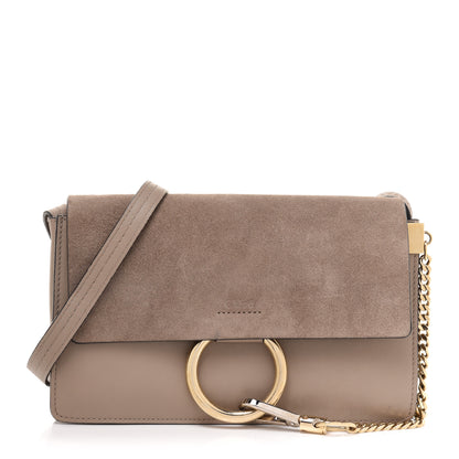 Chloe Suede Calfskin Small Faye Shoulder Bag Motty Grey 1 of 14