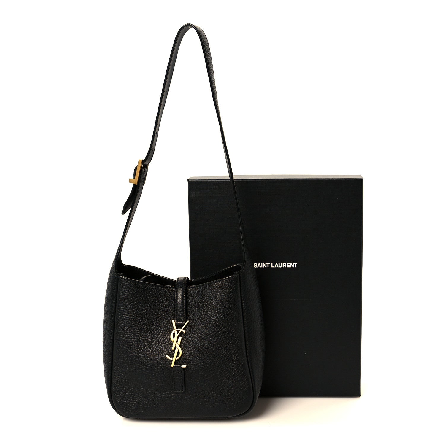 Saint Laurent Grained Calfskin Baby Le 5 A 7 Supple Hobo Black 13 of 13