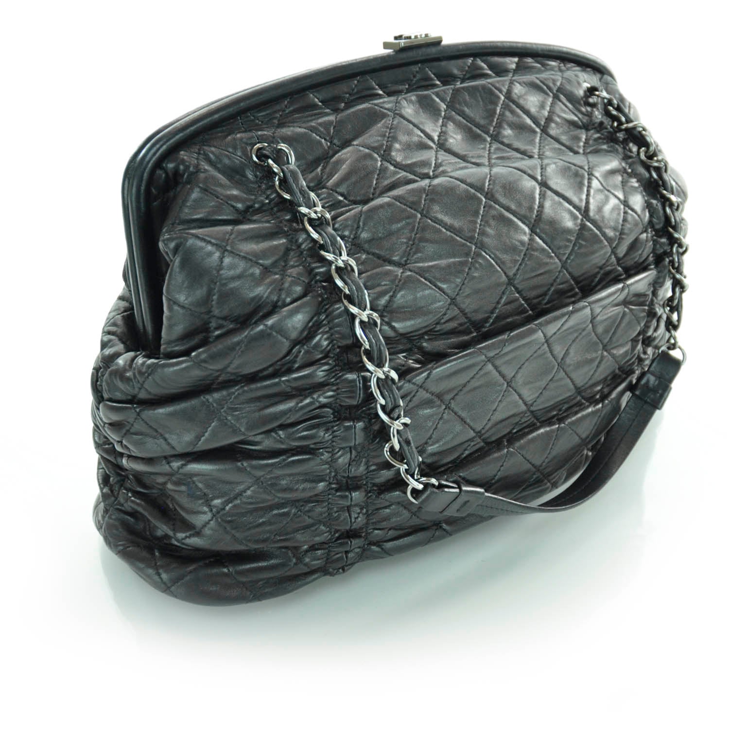 Chanel Lambskin Quilted Sharpei Frame Tote Black 3 of 9