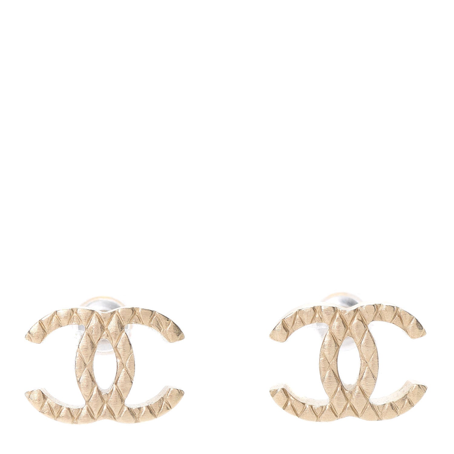 Chanel Quilted CC Earrings Gold 1 of 8