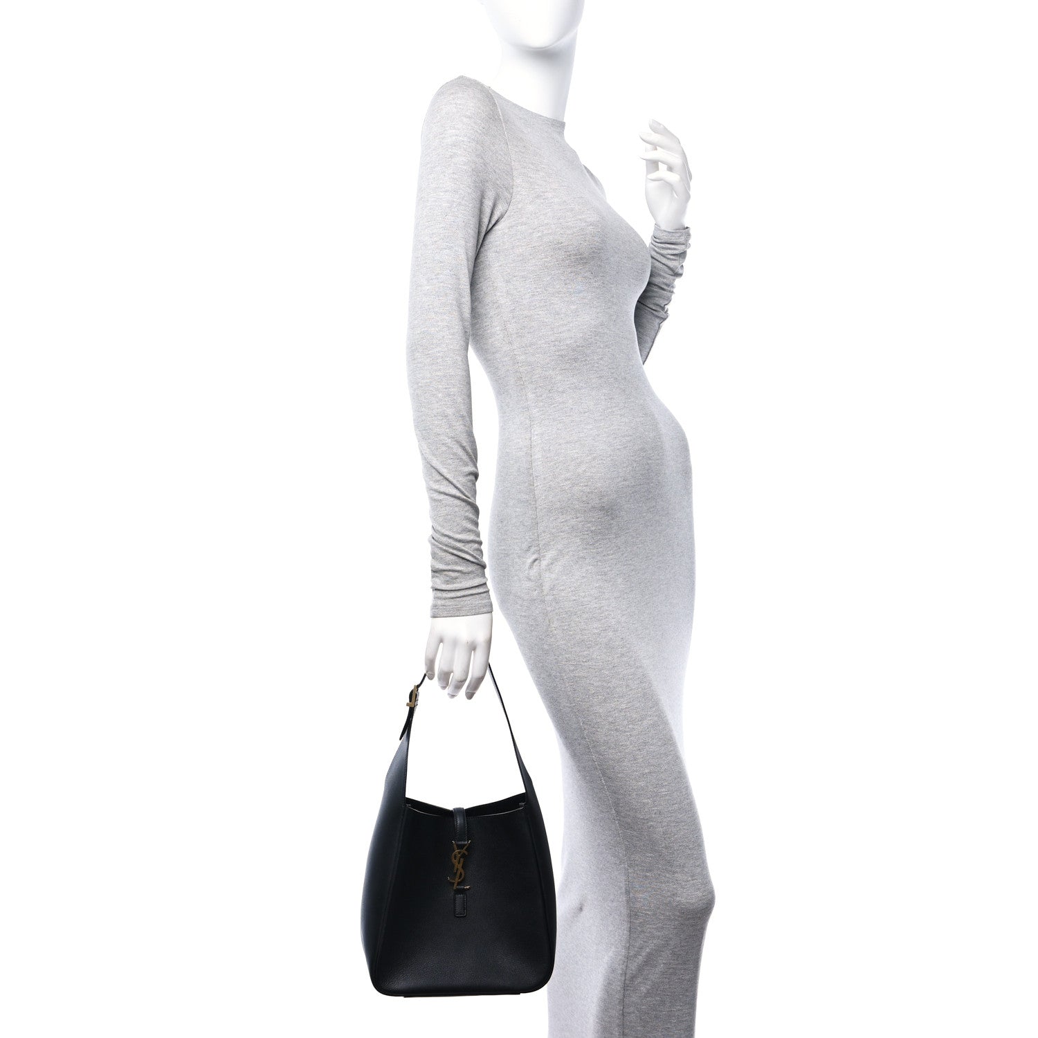 Saint Laurent Grained Calfskin Small Le 5 A 7 Soft Hobo Black 2 of 10