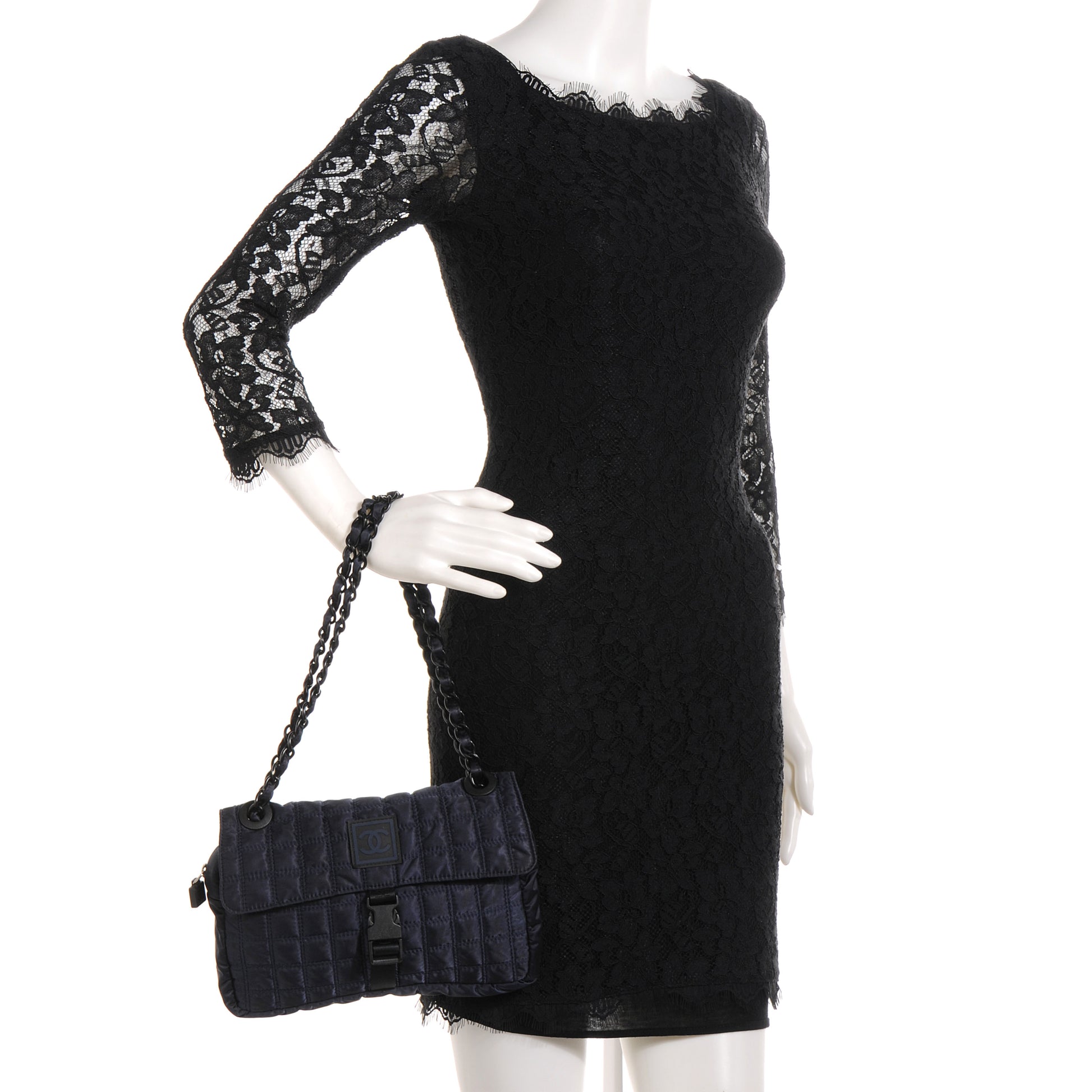 Chanel Nylon Quilted Sport Flap Bag Navy 2 of 9
