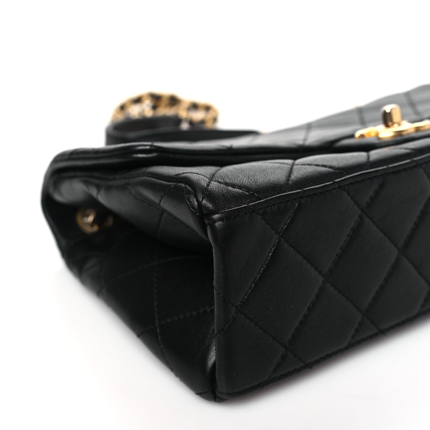 Lambskin Quilted Chaine Lettre Flap Black