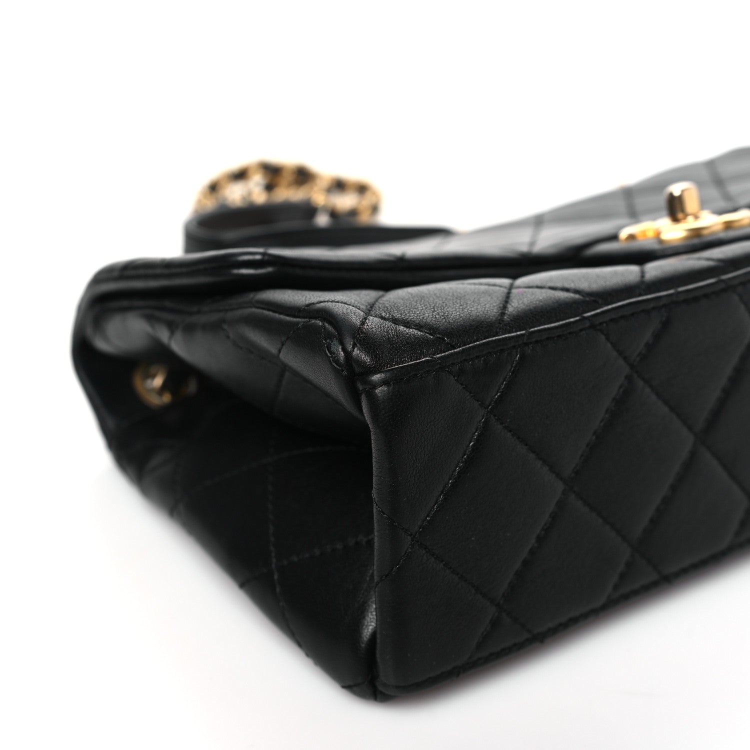 Chanel Lambskin Quilted Chaine Lettre Flap Black 9 of 11