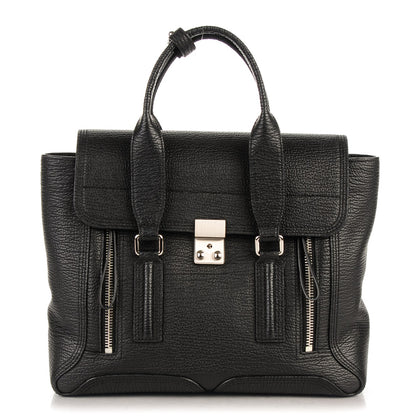 3.1 Phillip Lim 3.1 Textured Calfskin Medium Pashli Satchel Black 1 of 8