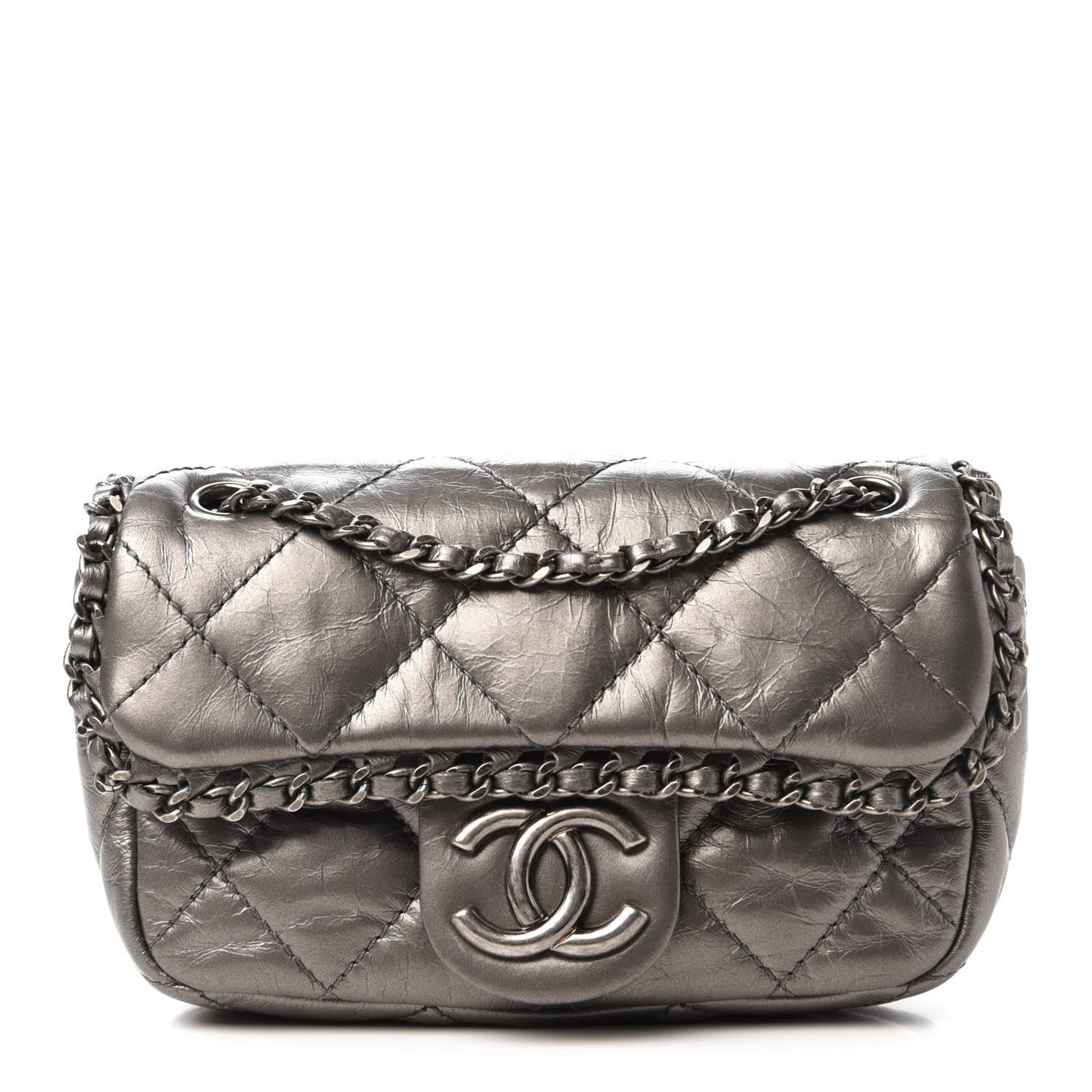 Calfskin Mini Chain Me Flap Dark Grey