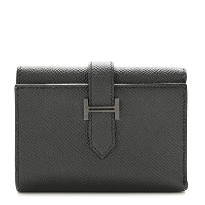 Hermes Epsom Tri-Fold Compact Monochrome Bearn Wallet Black 1 of 7