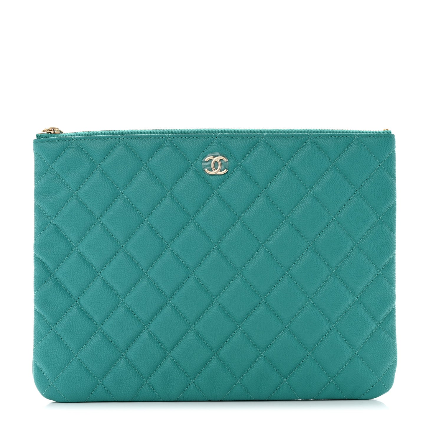 Caviar Quilted Medium Cosmetic Case Turquoise