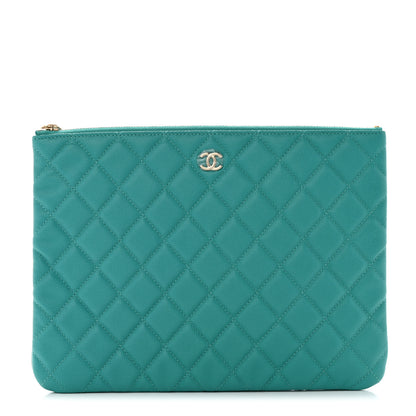 Chanel Caviar Quilted Medium Cosmetic Case Turquoise 1 of 8