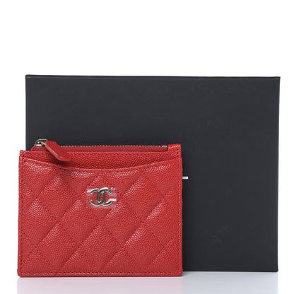 Chanel Caviar Quilted CC Zip Card Holder Red 8 of 8