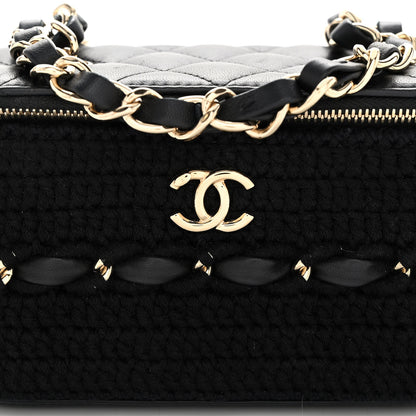 Chanel Lambskin Crochet Quilted Small Vanity Case With Chain Black 6 of 10