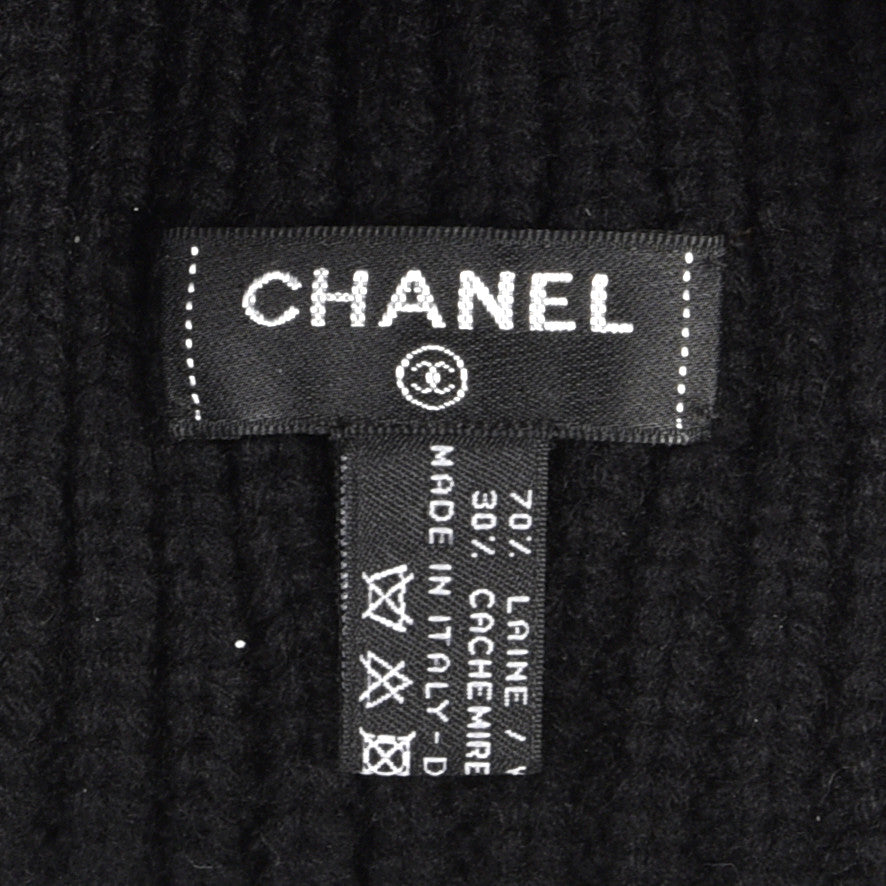 Wool Cashmere CC Beanie Hat Light Black White