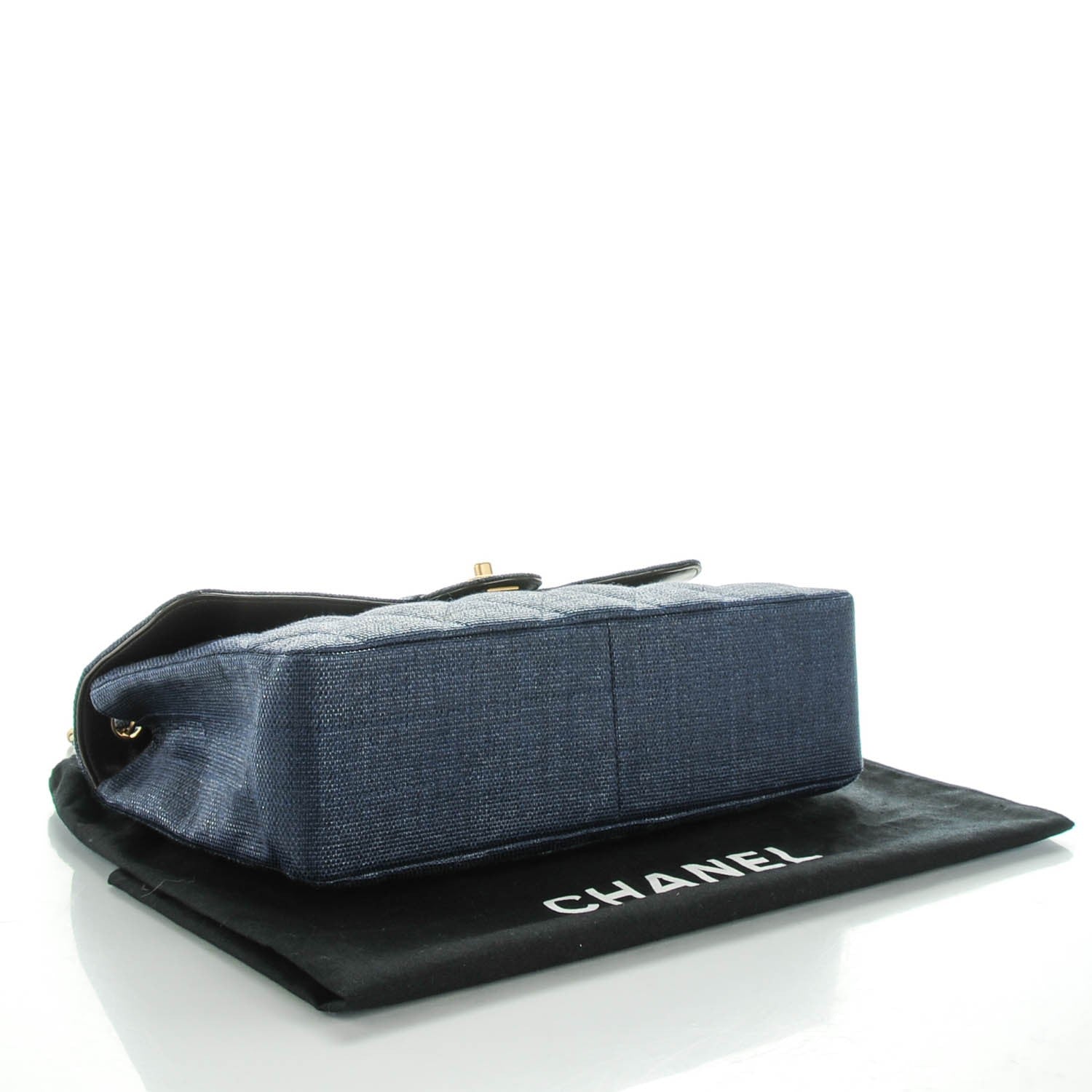 Chanel Toile Quilted Jumbo Single Flap Dark Blue 4 of 8