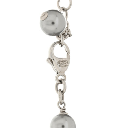 Chanel Pearl Crystal CC Choker Necklace Ruthenium Silver 4 of 4