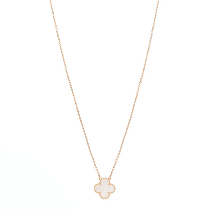 Van Cleef & Arpels 18K Rose Gold Mother of Pearl Vintage Alhambra Pendant Necklace 1 of 5