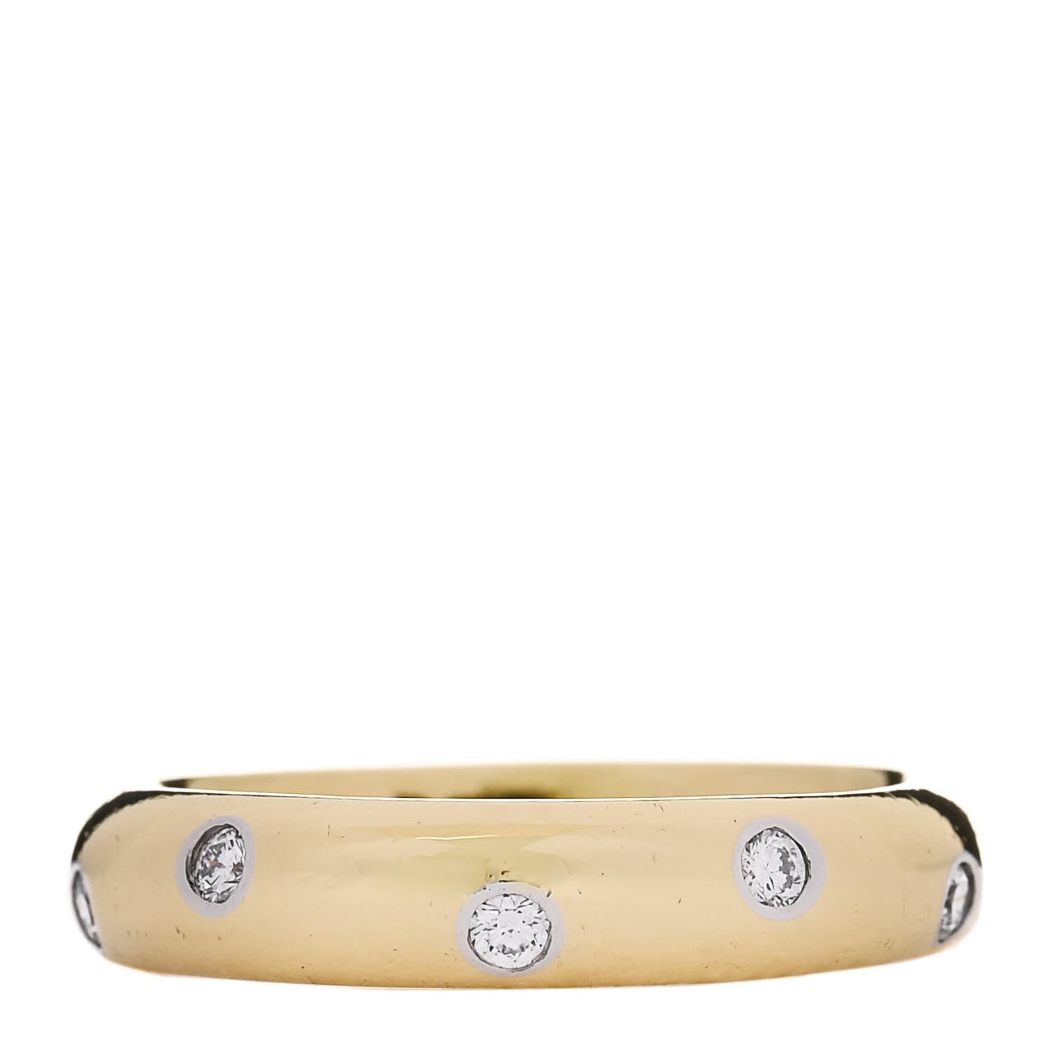 Tiffany 18K Yellow Gold Platinum Diamond 4mm Etoile Band Ring 54 7 3 of 5