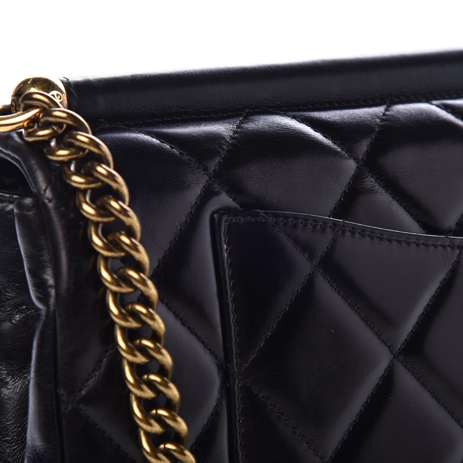 Chanel Calfskin Quilted Gold Bar Flap Black 9 of 10