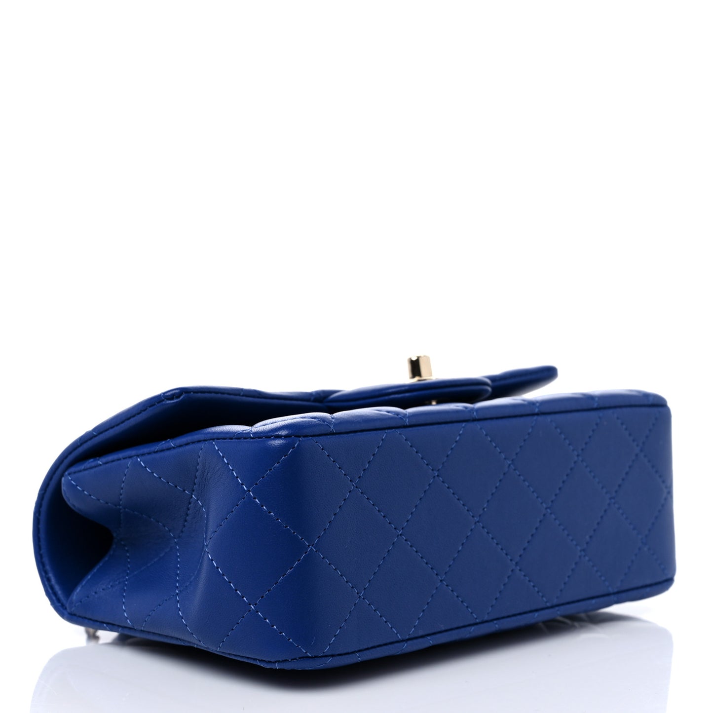 Lambskin Quilted Mini Top Handle Rectangular Flap Blue