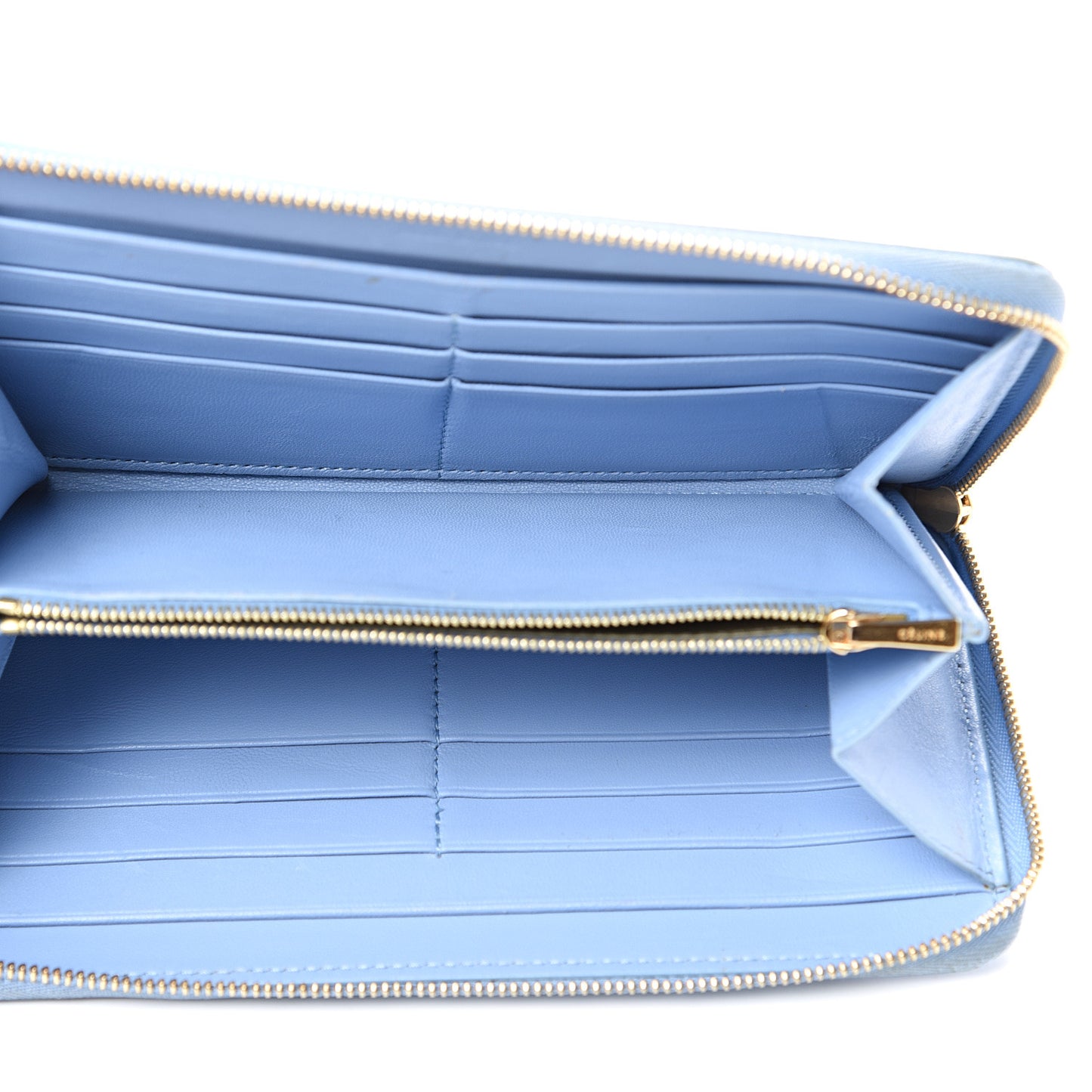 Lambskin Large Zip Around Multifunction Wallet Blue Lavender
