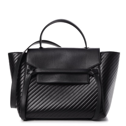 Celine Calfskin Diagonal Quilted Mini Belt Bag Black 1 of 8