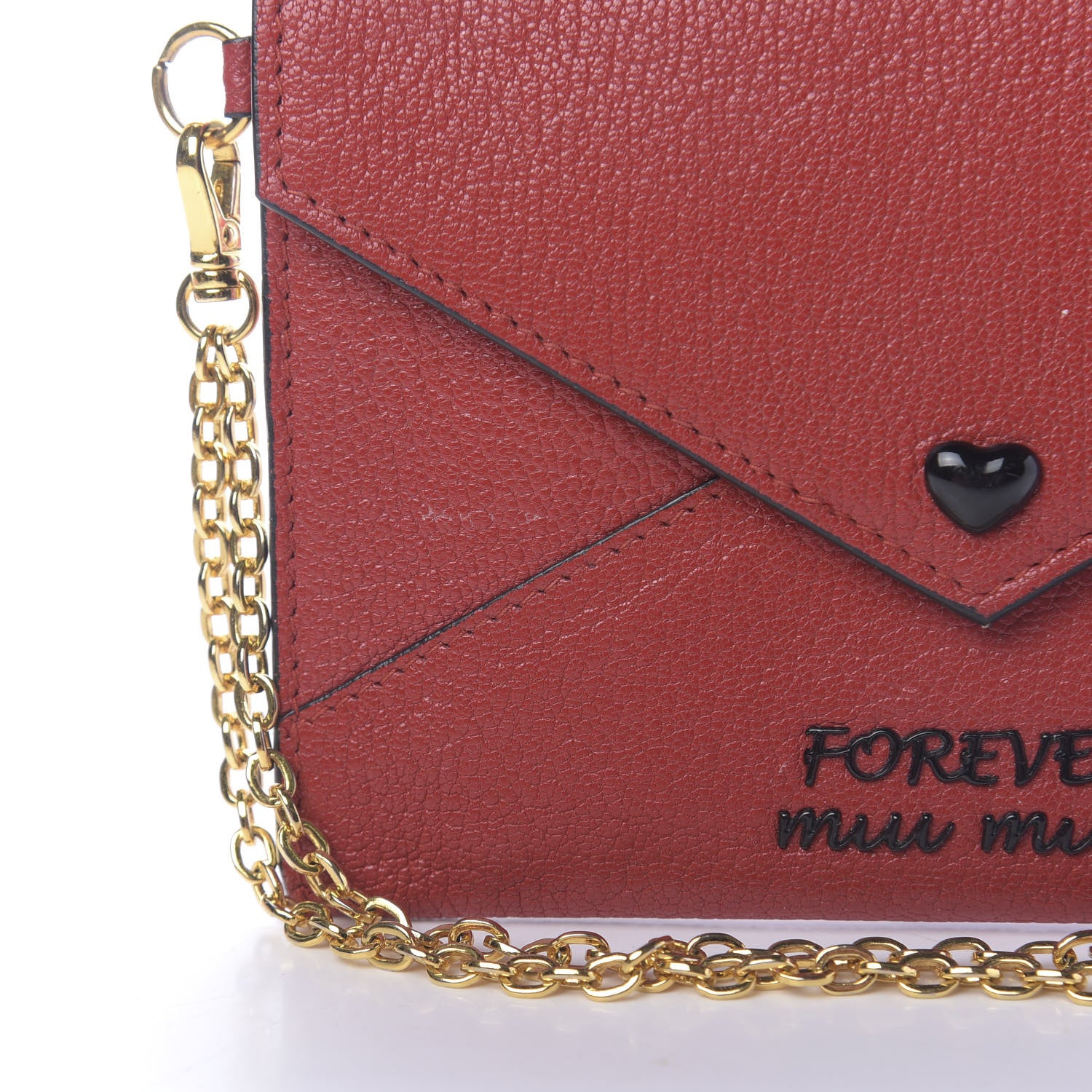 Miu Miu Goatskin Madras Forever Envelope Chain Pouch Rubino 10 of 12