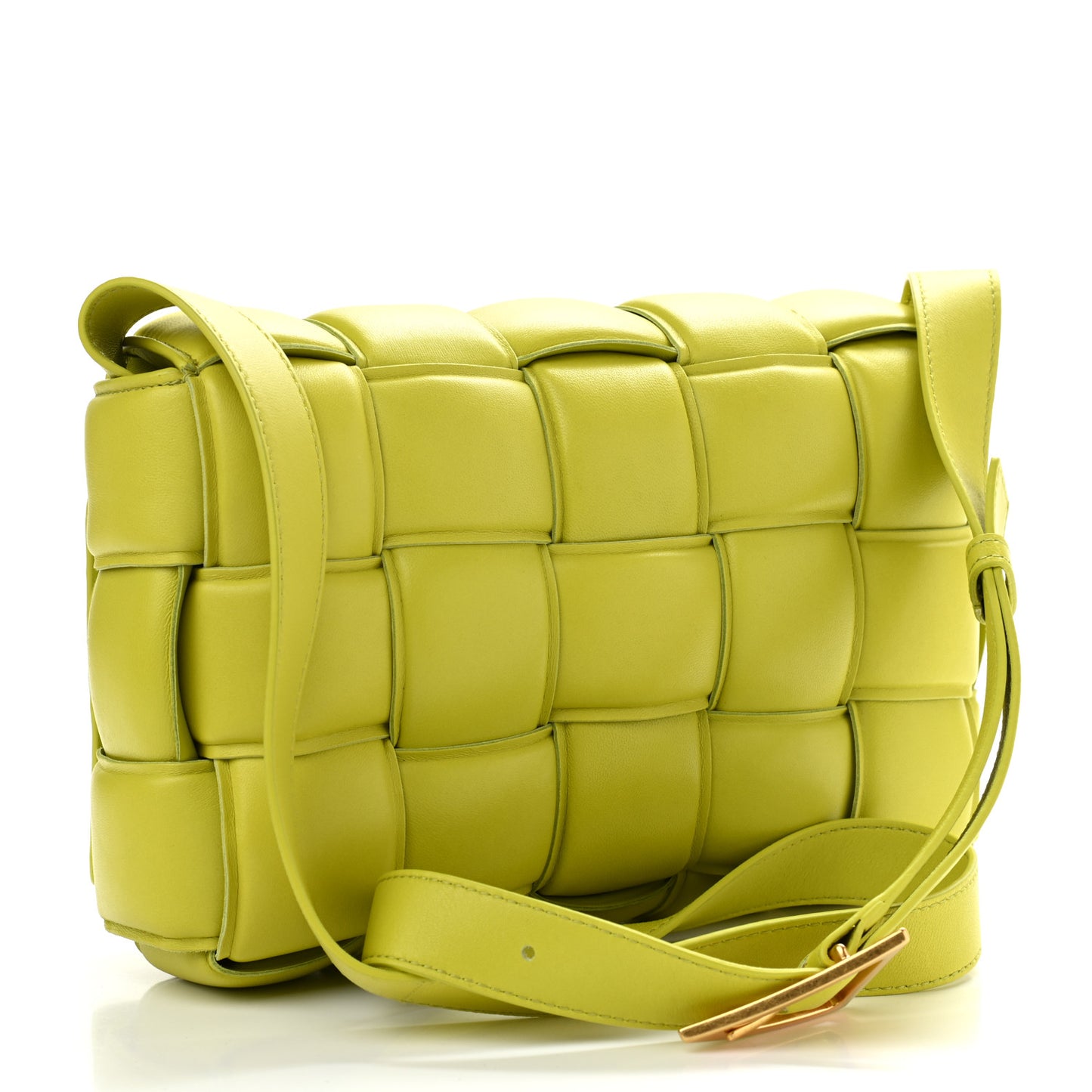 Nappa Maxi Intreccio Padded Cassette Crossbody Bag Lime
