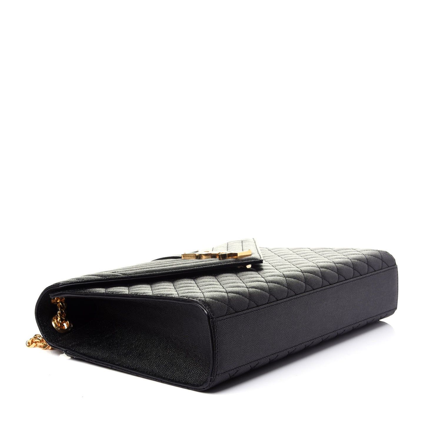 Grain De Poudre Textured Mixed Matelasse Large Triquilt Monogram Satchel Black