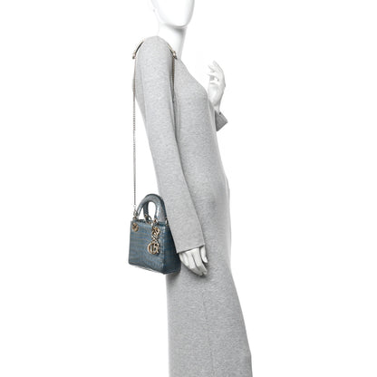Christian Dior Metallic Alligator Mini Lady Dior Metal Blue 2 of 10