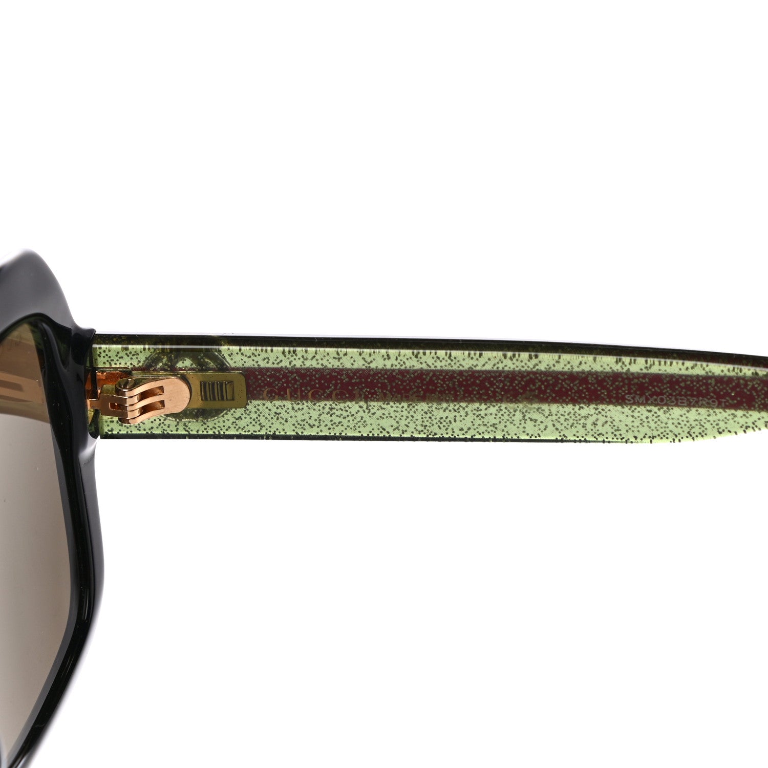 Gucci Acetate Square Frame Web Glitter Sunglasses GG0036S Black Green 5 of 7