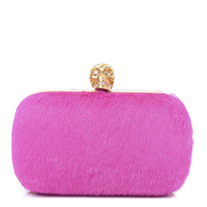 Alexander McQueen Calf Hair Skull Box Clutch Bright Pink 1 of 9