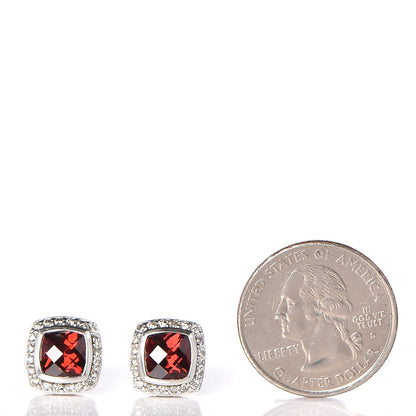 David Yurman Sterling Silver Diamond 7mm Pyrope Garnet Albion Earrings 2 of 4
