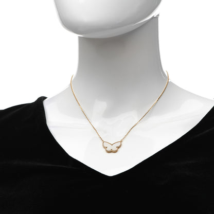 Van Cleef & Arpels 18K Yellow Gold Mother of Pearl Lucky Alhambra Butterfly Pendant Necklace 2 of 6