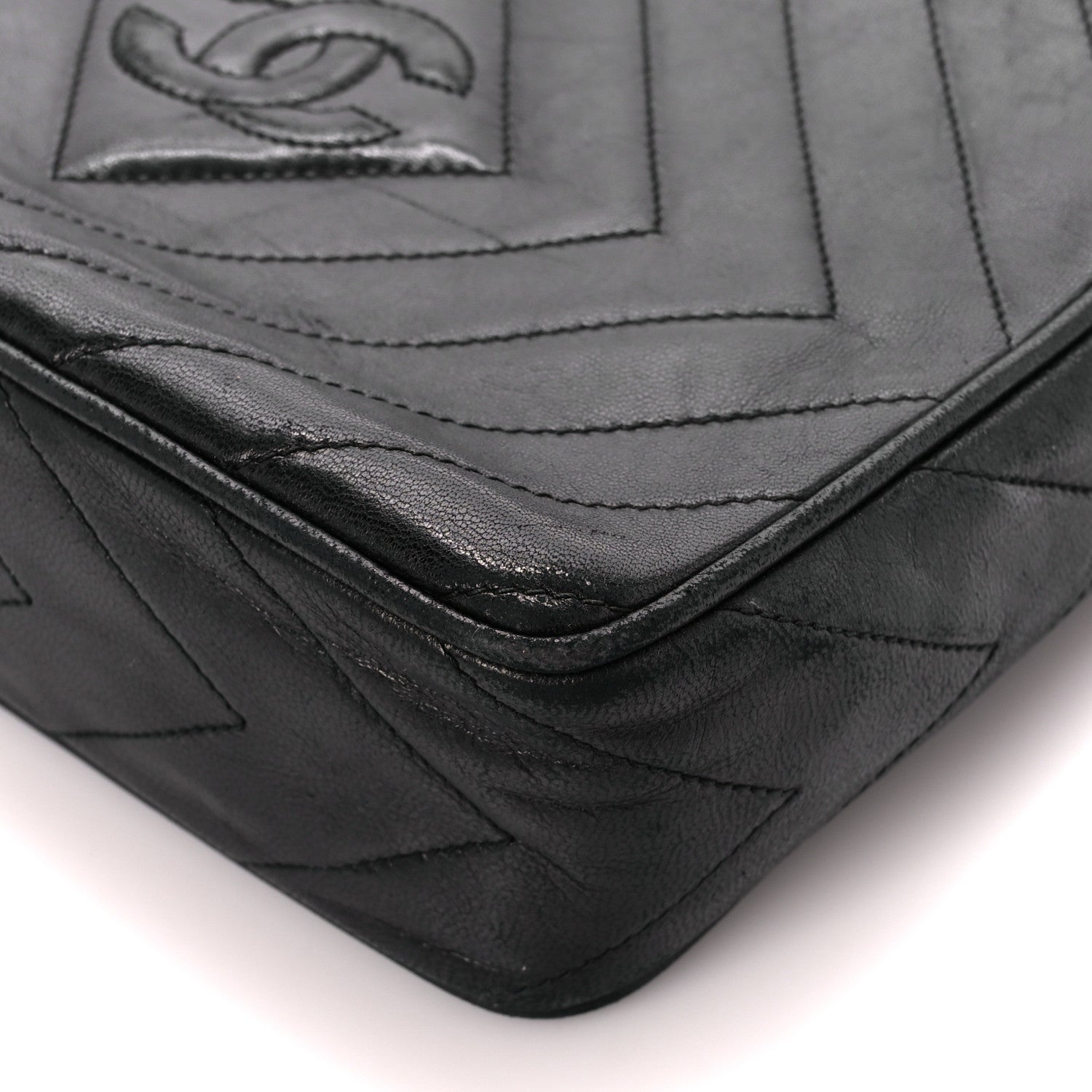 Chanel Lambskin Chevron Quilted Tassel Camera Case Black 11 of 11