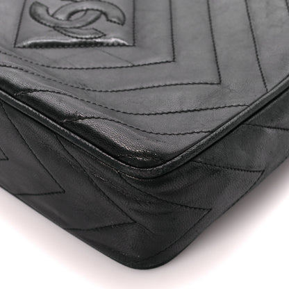 Chanel Lambskin Chevron Quilted Tassel Camera Case Black 11 of 11