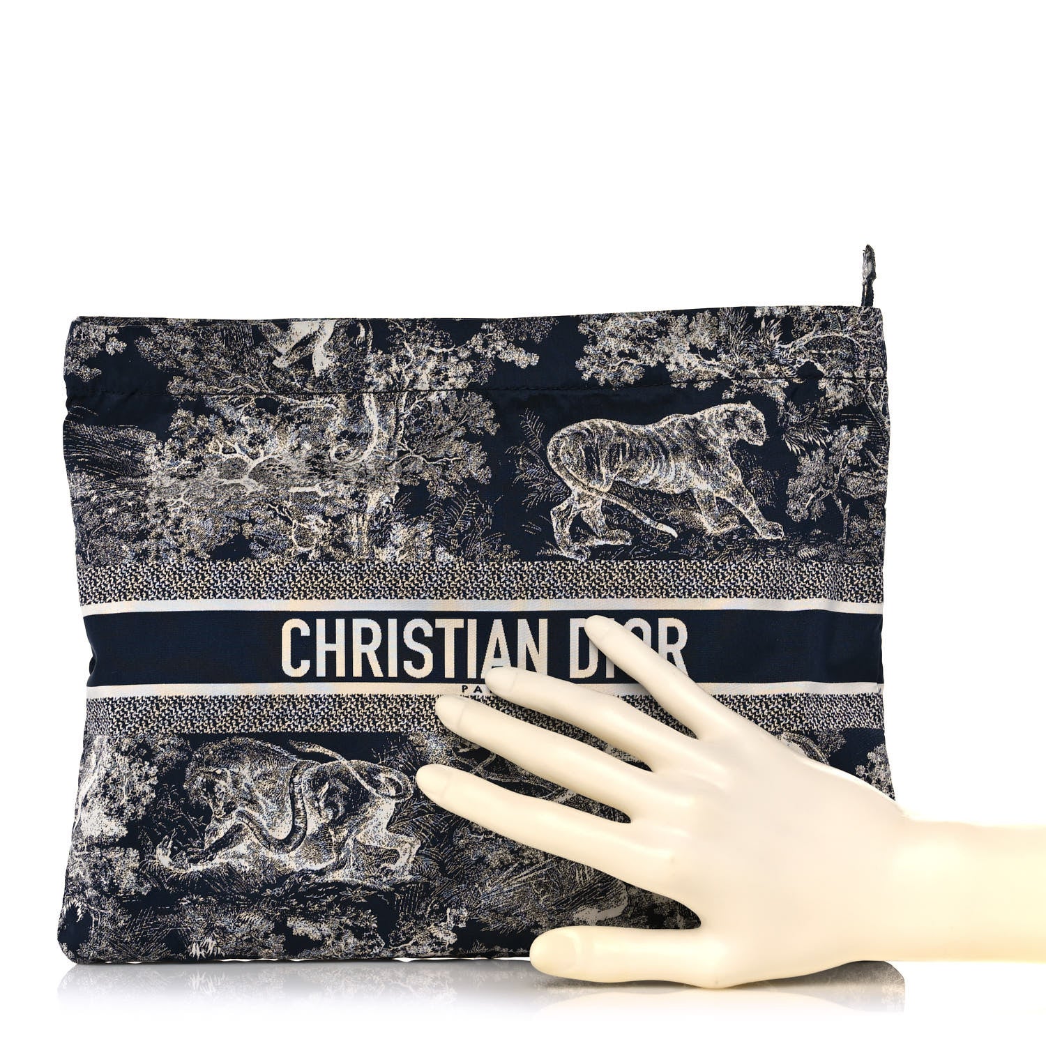 Christian Dior Embroidered Toile De Jouy Diortravel Zipped Pouch Blue 2 of 10