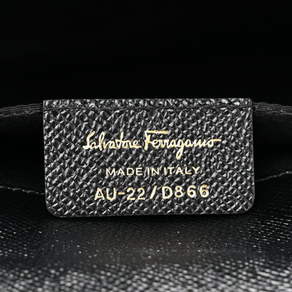 Salvatore Ferragamo Hammered Calfskin Seila Top Handle Crossbody Bag Black 6 of 9