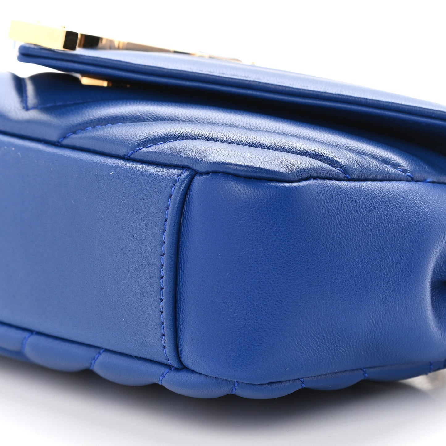Sheepskin Matelasse Chevron Monogram Classic Baby Chain Bag Blue Majorelle