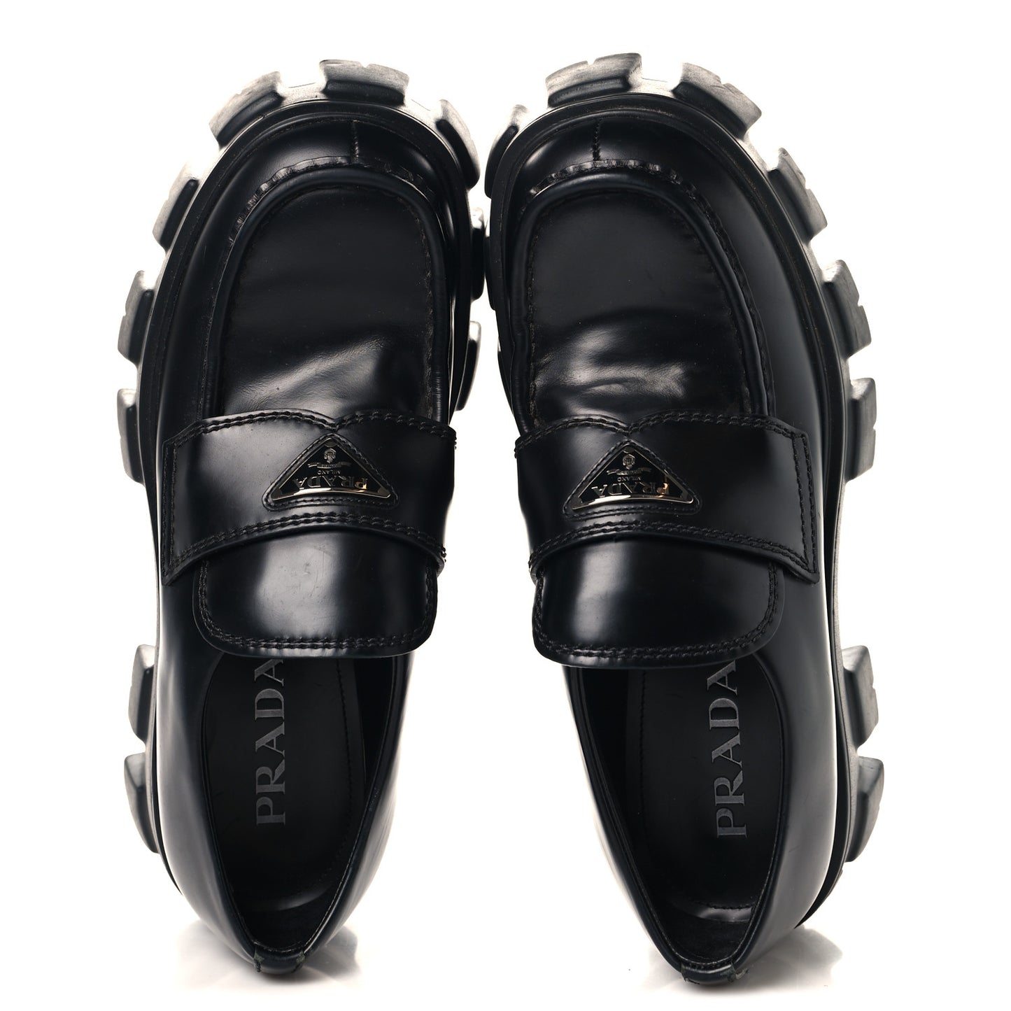Spazzolato Rois Metal Triangle Logo Mens Monolith 60mm Loafers 6 Black