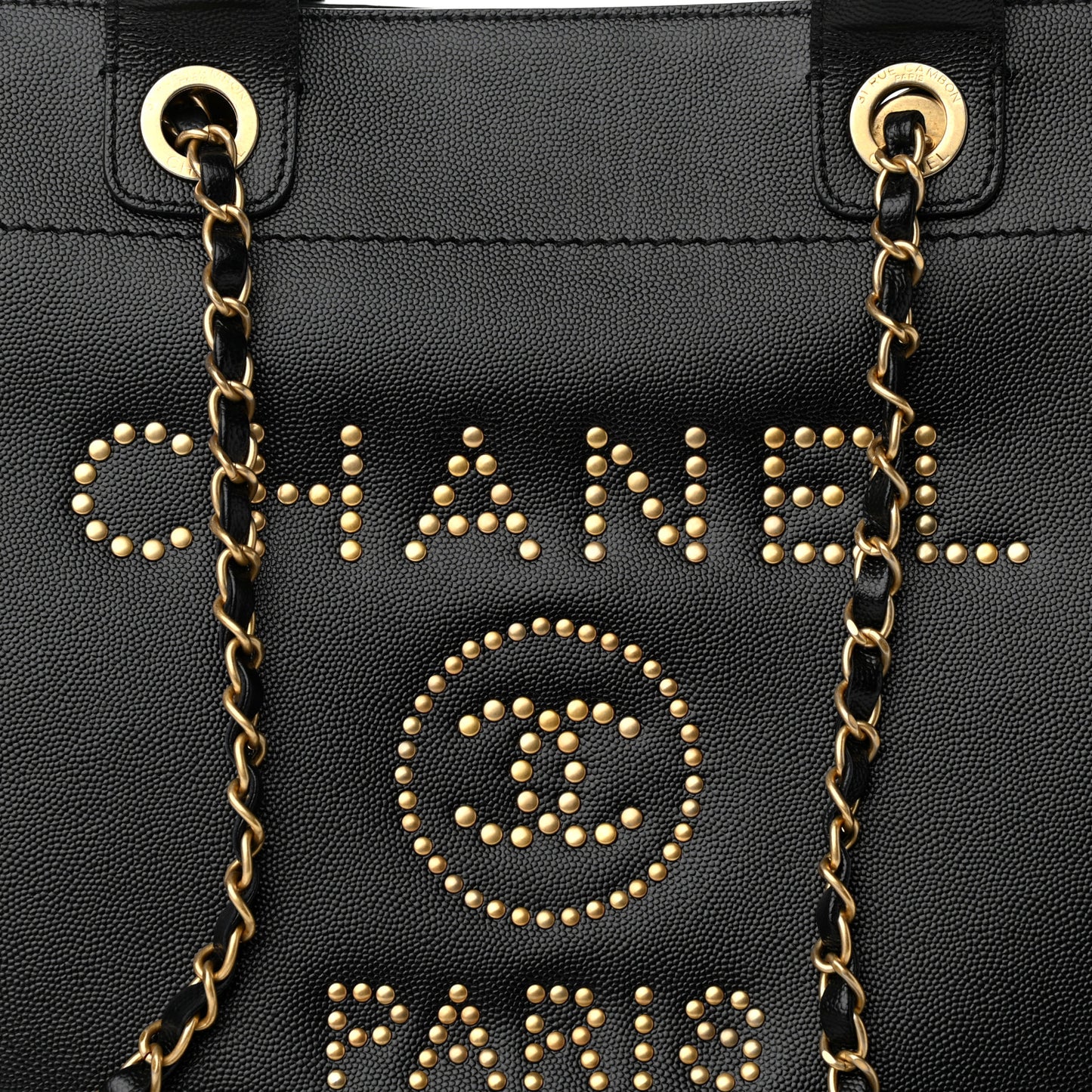 Caviar Small Studded Deauville Tote Black