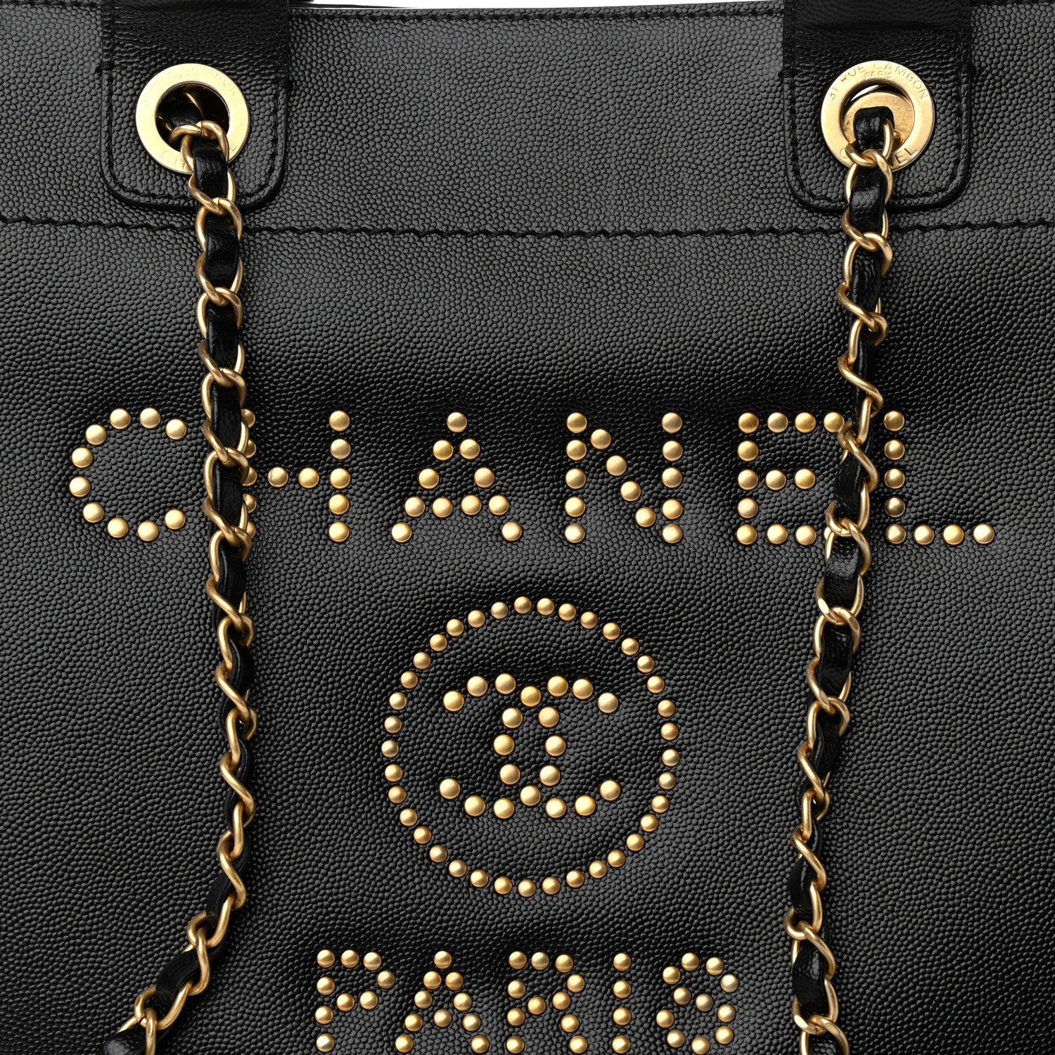 Chanel Caviar Small Studded Deauville Tote Black 7 of 10