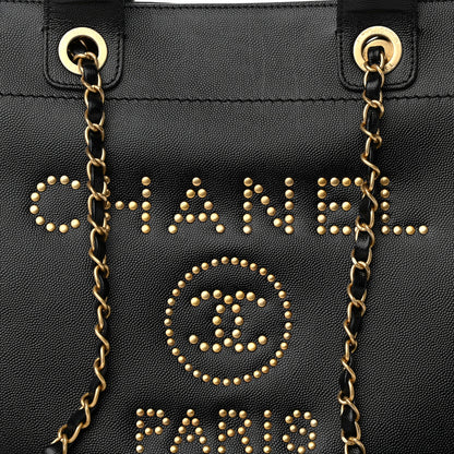 Chanel Caviar Small Studded Deauville Tote Black 7 of 10