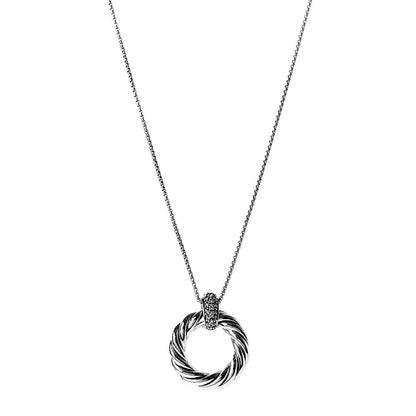 David Yurman Sterling Silver Diamond Small Cable Classics Pendant Necklace 1 of 5